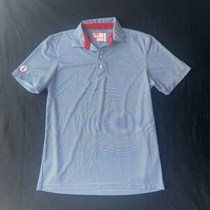 Chick-Fil-A Polo Shirt Mens Medium Gray Stripe‎ Short Slv OOBE Team Style